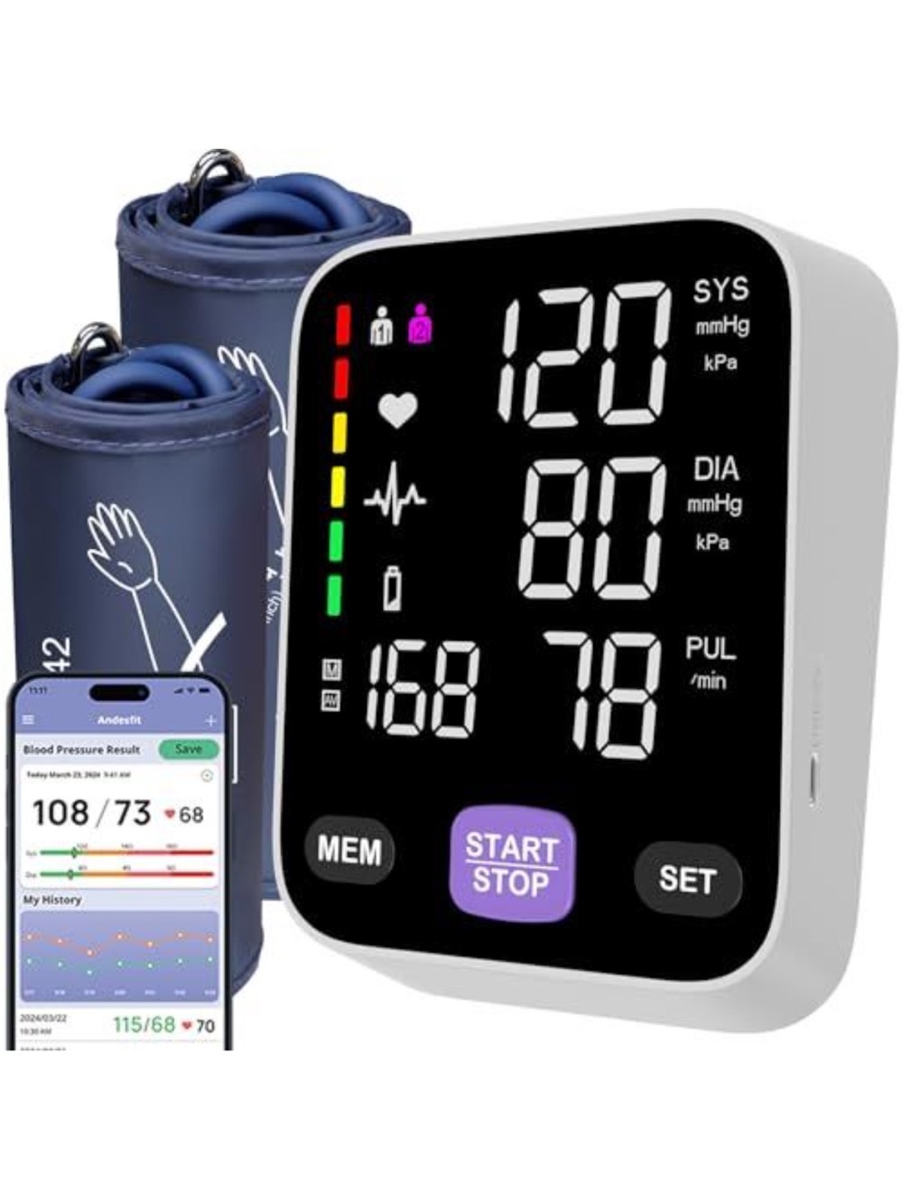 Andesfit Bluetooth Blood Pressure Monitor XL Cuff NIB